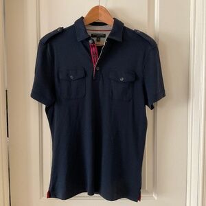 Polo shirt, slim fit, navy blue, medium size, 100% cotton, Banana Republic
